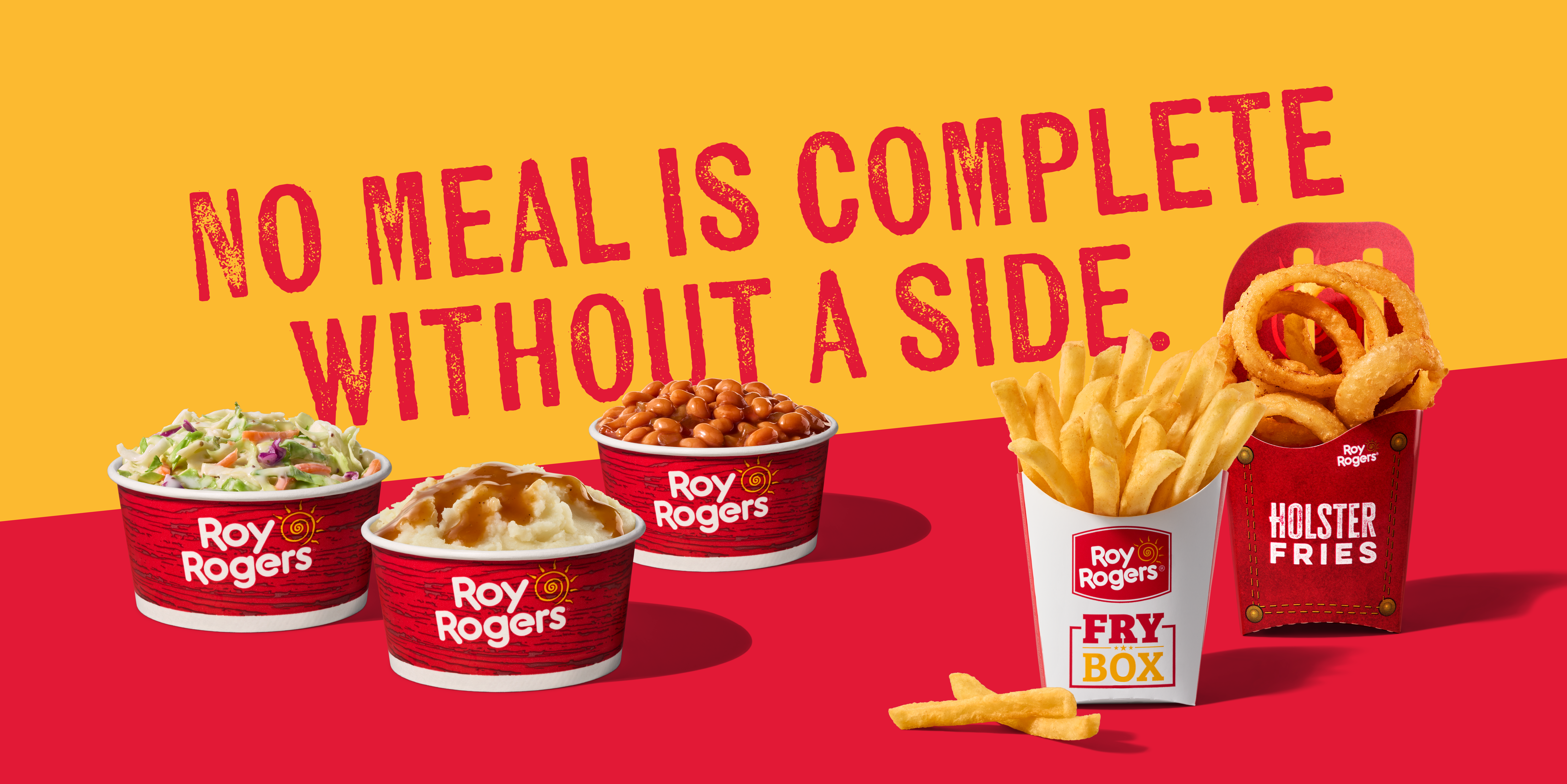 Picture of Cole Slaw, Mashed Potatoes with Gravy, Baked Beans, French Fries, and Onion Rings